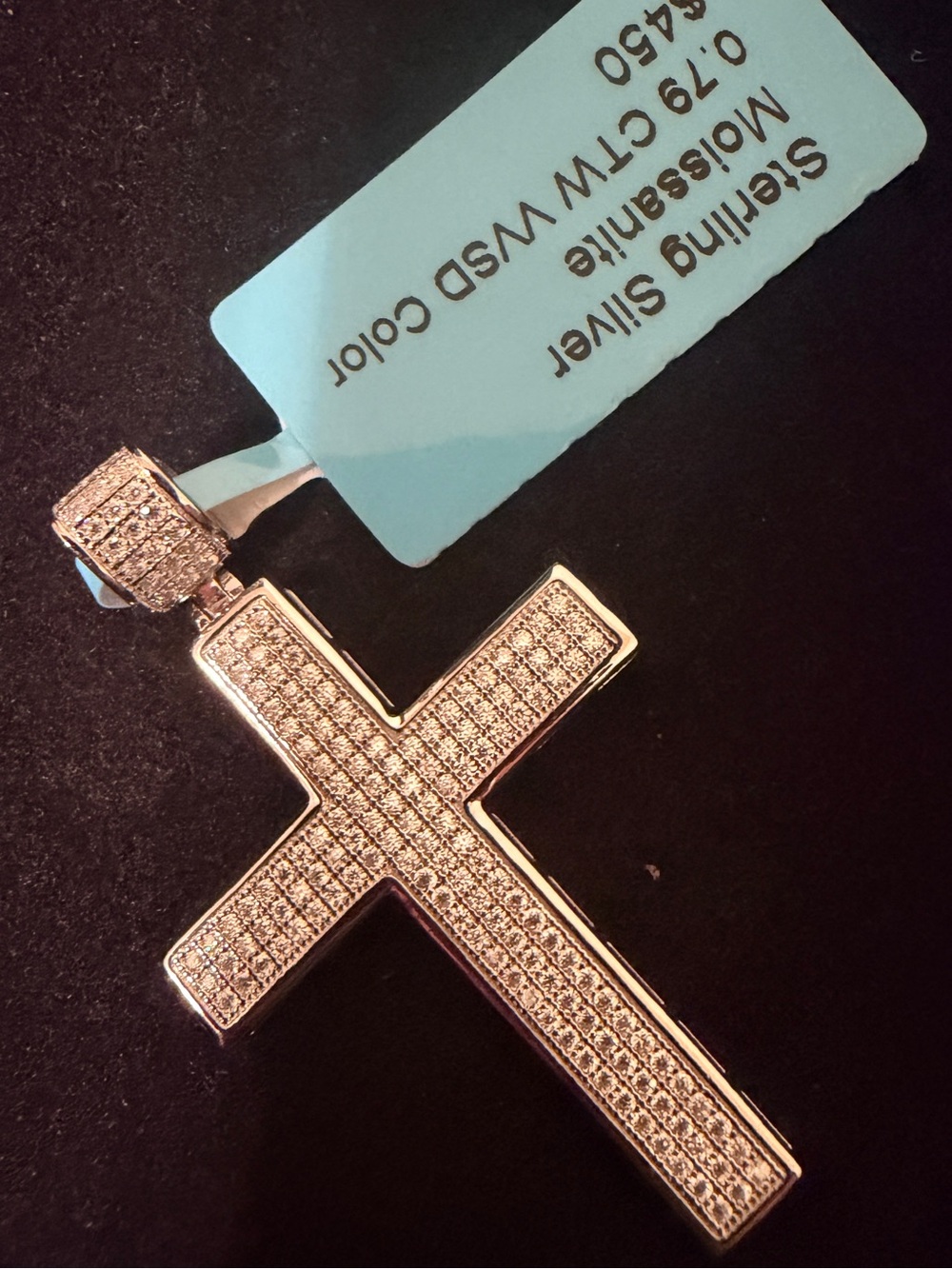 Sterling Silver Mossy Cross Pendant - Silver